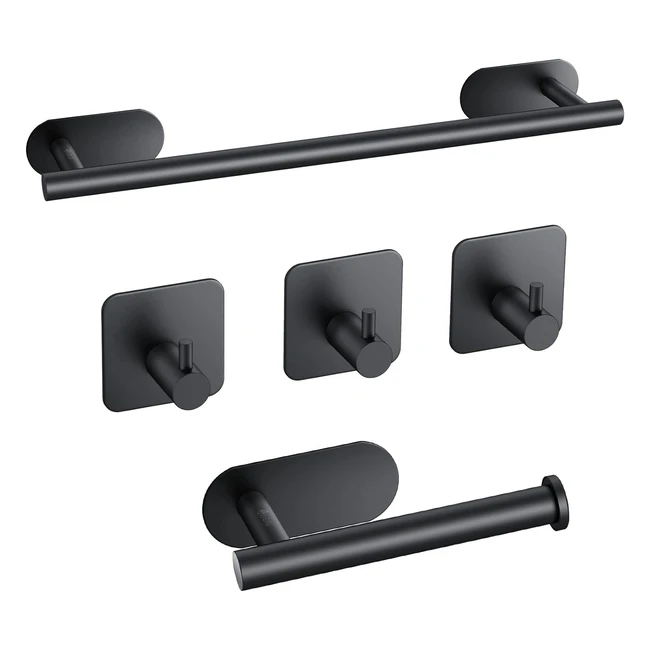 Kit 5 piezas Toalleros Adhesivos 43cm Juego Accesorios Baño Extensible Negro