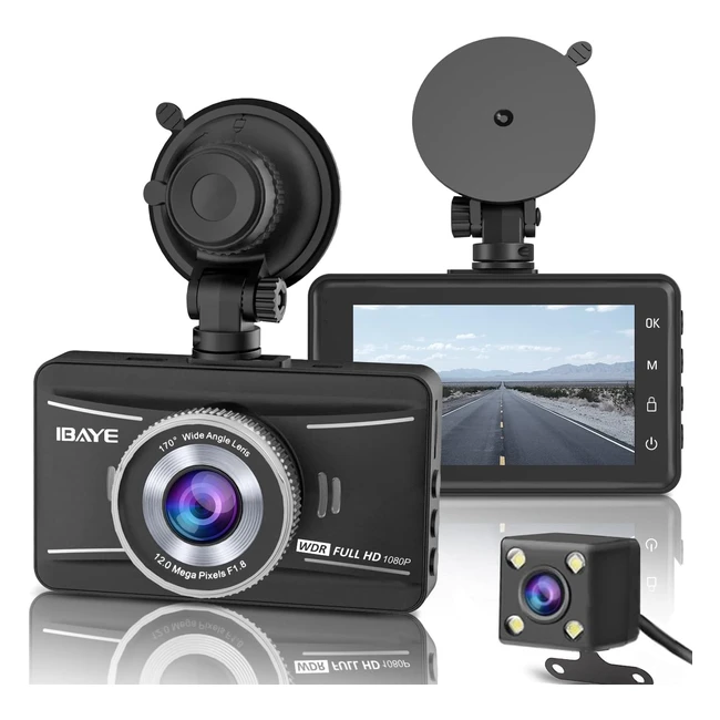 ibaye dash cam front and rear 1080p full hd dual dashcam in car dual dashboard c