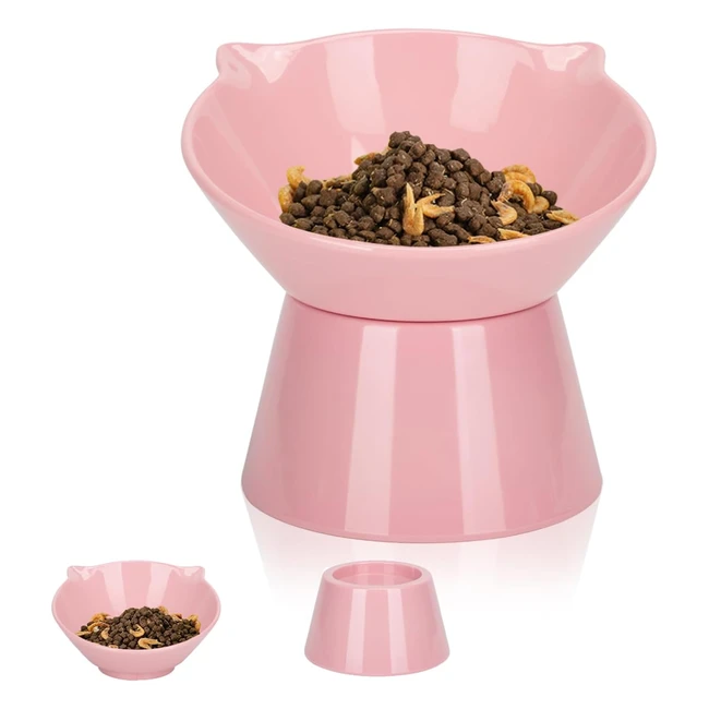 Ciotola Gatti Rialzata Inclinata 15 Supporto Anti Vomito Rosa