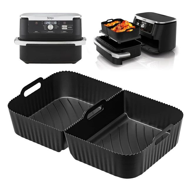 Pietuley Large Air Fryer Silicone Liners for Ninja Flex Drawer AF500UK - 104L Capacity - Premium Quality Material - 2pcs Black