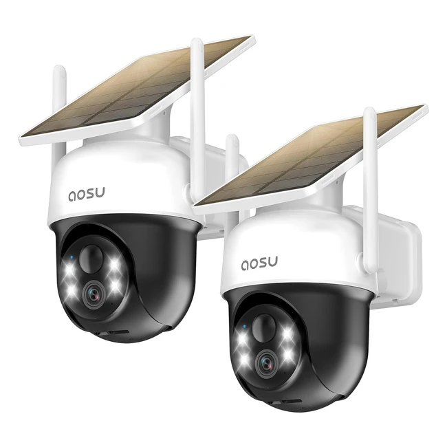 aosu 2 paquets 2k camera surveillance wifi exterieure sans fil 3mp 360 panoramiq