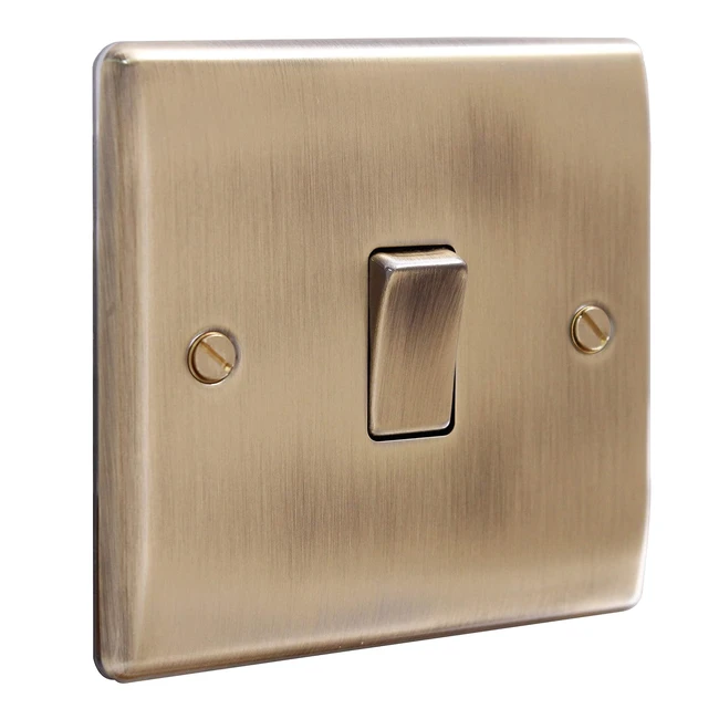 BG Electrical NAB12 Antique Brass Single Light Switch 2Way 20A 16AX
