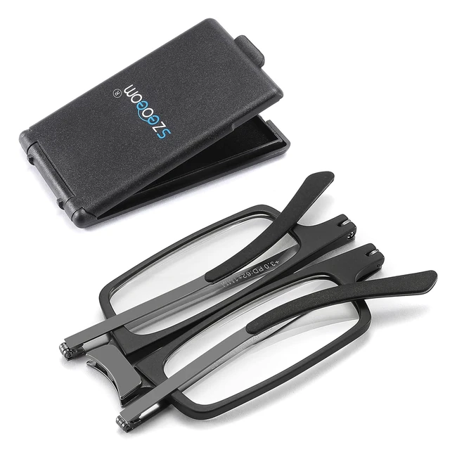 Szeoeom Ultrathin Foldable Reading Glasses | Ultralight Blue Light Blocking | Compact Travel Portable Eyewear Case