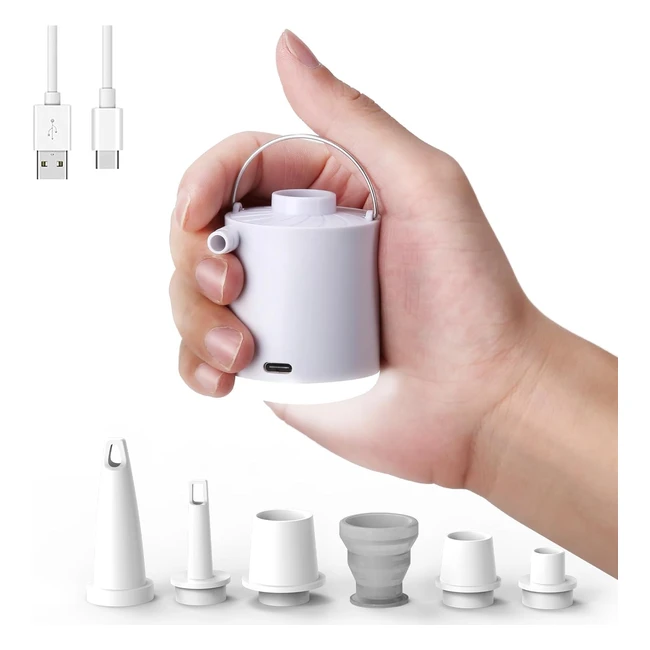 Pompa ad Aria Elettrica Ricaricabile 2 in 1 con Lampada - Homdat 3 in 1 - USB - 5 Ugelli