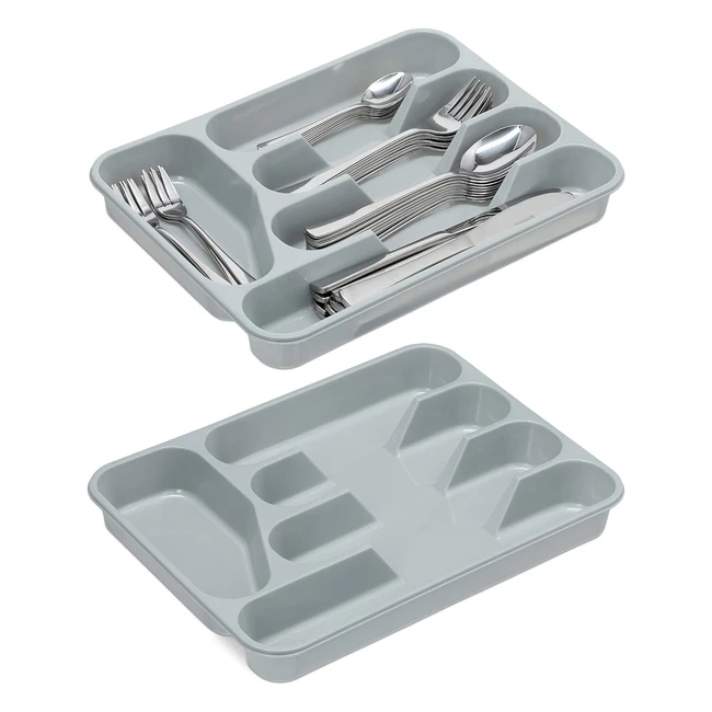 Pack 2 Cuberteros Organizador Cubiertos Cajn Bandeja 5 Compartimentos Plstic