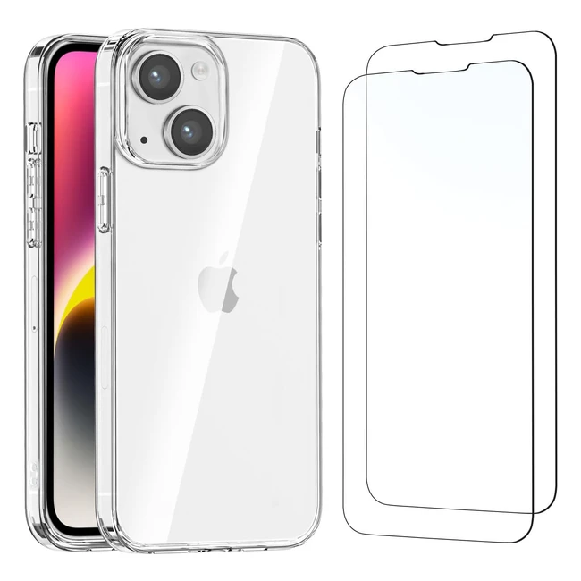 Coque pour iPhone 14 Plus 67 Ultra Transparente Silicone Gel TPU Souple + 2 Verre Trempé
