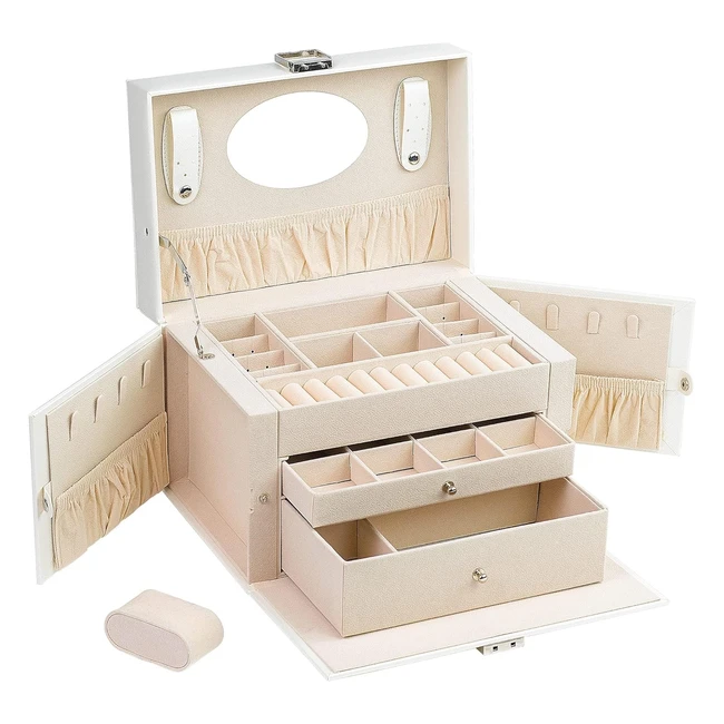 Portagioielli AdelDream con Specchio e Organizer - Bianco064