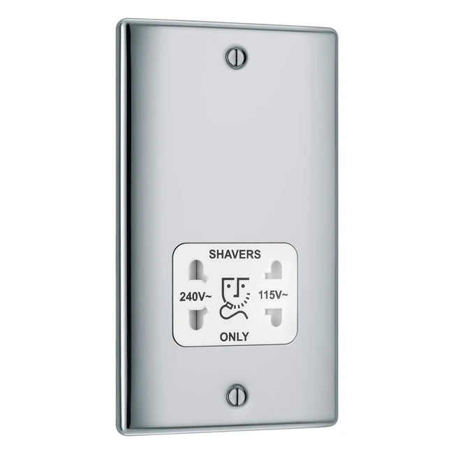 BG Electrical NPC20W Dual Voltage Shaver Socket - Polished Chrome