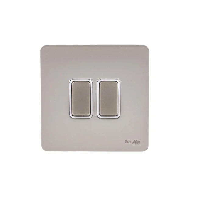 Schneider Electric Ultimate Screwless Flat Plate Double Rocker 2 Way Light Switc