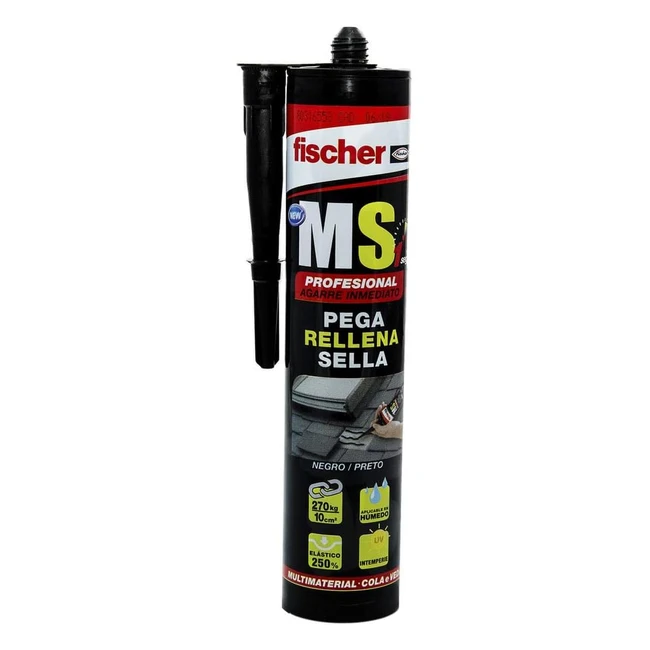 Fischer Silicona Negra Profesional MS 290ml - Sellador Multiusos