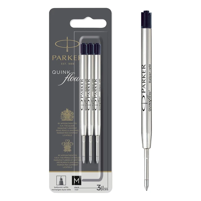 Parker Kugelschreiber Nachfüllungen Schwarz Quinkflow Tinte 3 Stück