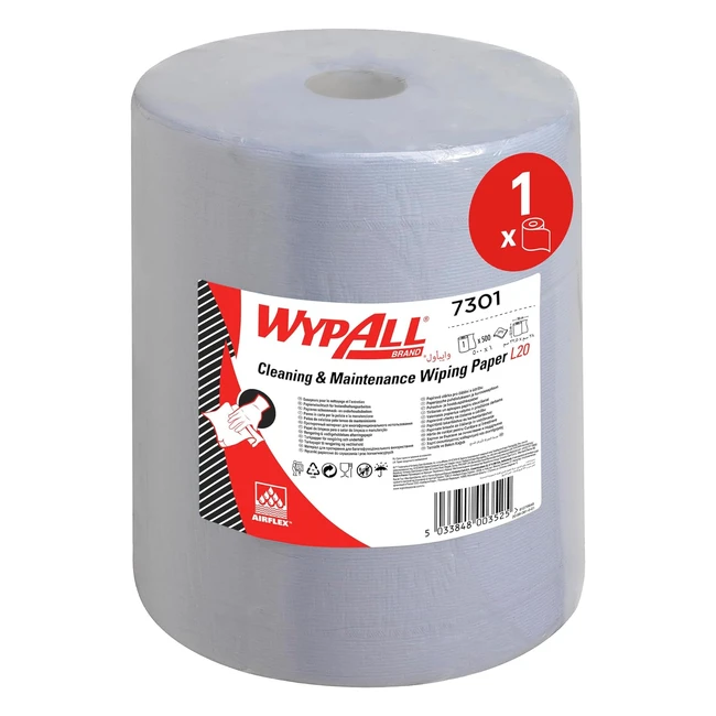 Wypall L20 Cleaning Paper 7301 Extra Wide 1 Blue Wiper Roll x 500