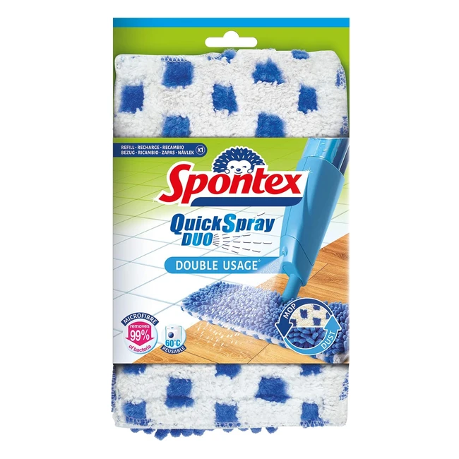 Spontex Quick Spray Duo Mop Microfibre Refill Pack - Efficient Cleaning Hygieni