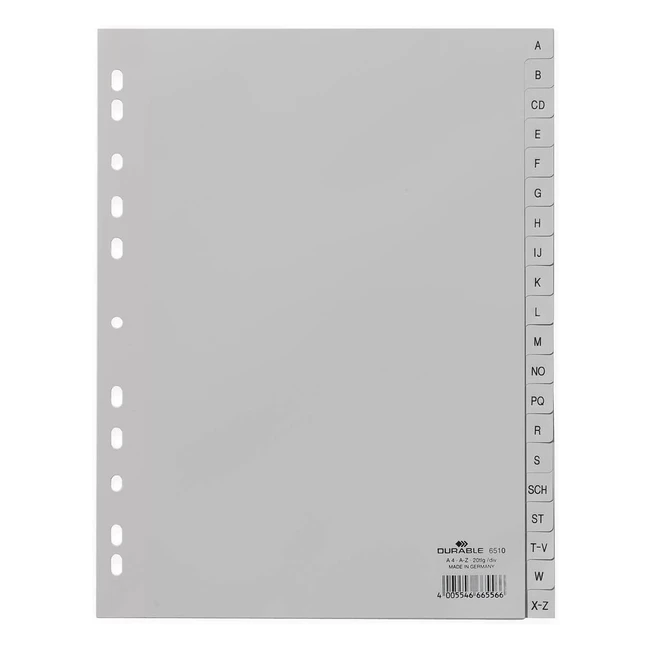 Registros Duraderos 651010 PP A4 con Pestanas en Relieve 20 Unidades - Gris