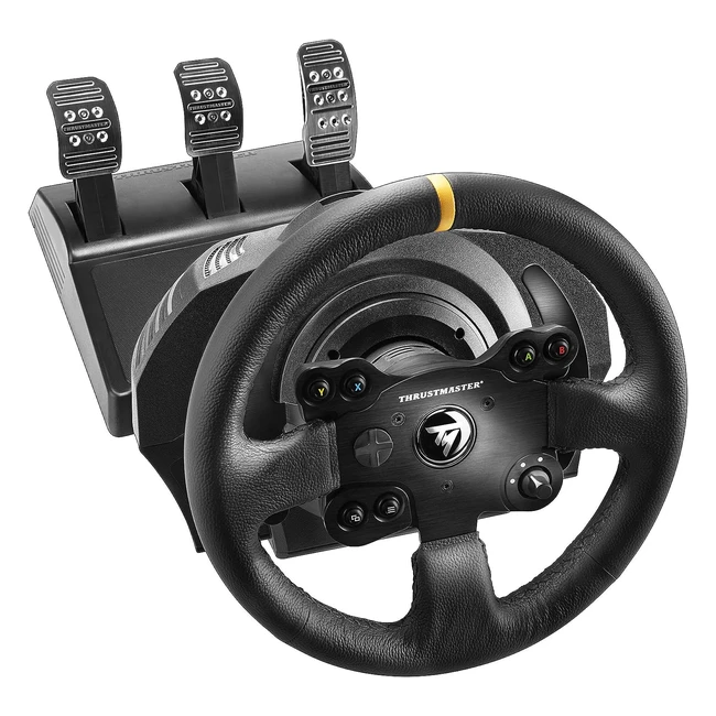 Thrustmaster TX Racing Wheel Leather Edition | Force Feedback Racing Wheel | Xbox Series X/S, Xbox One, Windows | UK Version | GT-Style Wheel | Hand-Stitched Leather | Dual-Belt System