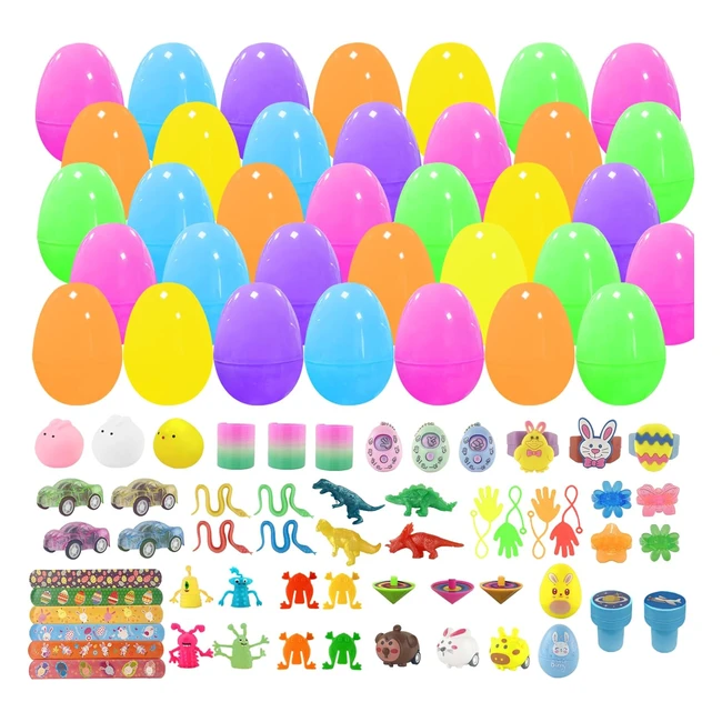 48pcs Easter Eggs Hunt Kit Kinder Surprise Egg JSDOIN Colorful Eggs Blind Box To