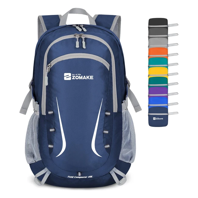 Zomake Zaino Pieghevole 40L - Leggero, Impermeabile, Tasche Multiple