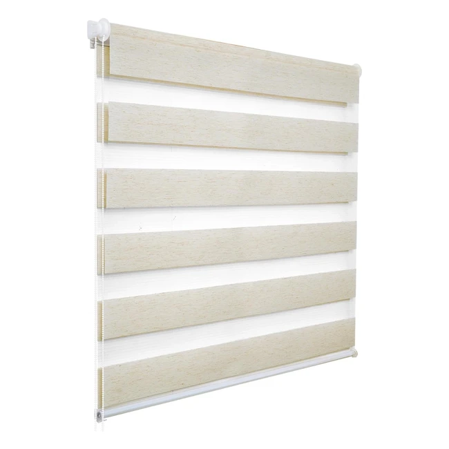 Woltu Doppelrollo Klemmfix Holzlook Buche 65x150cm BXH Duo Rollo Zebrarollo