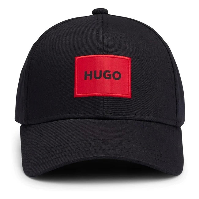 HUGO Herren MenX 581RL Baumwolltwill Cap mit rotem Logo Schwarz