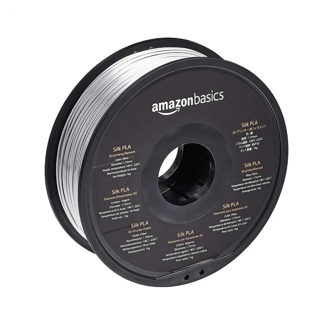 Amazon Basics 3D Drucker Silk PLA Filament 175 mm 1 kg Spule silberfarben - Idea