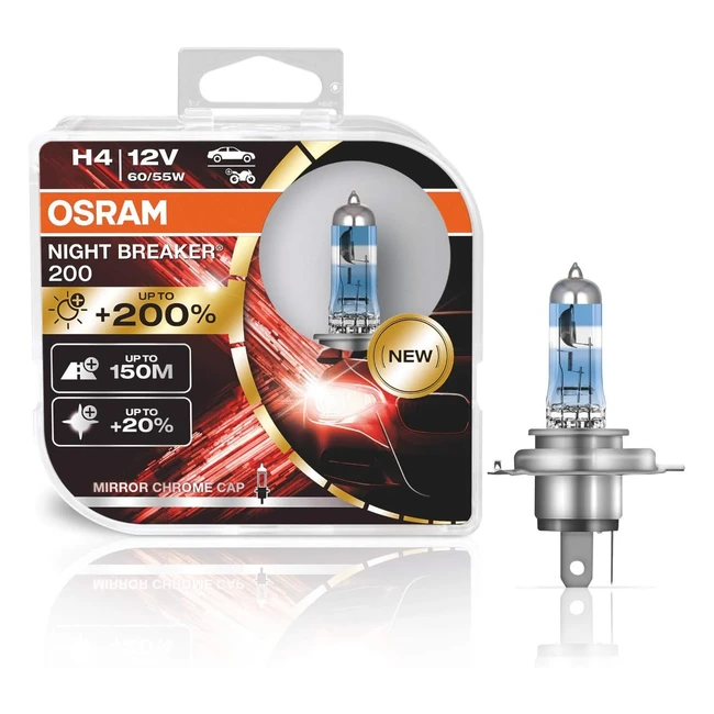 Osram Night Breaker 200 H4 Halogen-Scheinwerferlampe 64193NB200HCB - 2er Pack