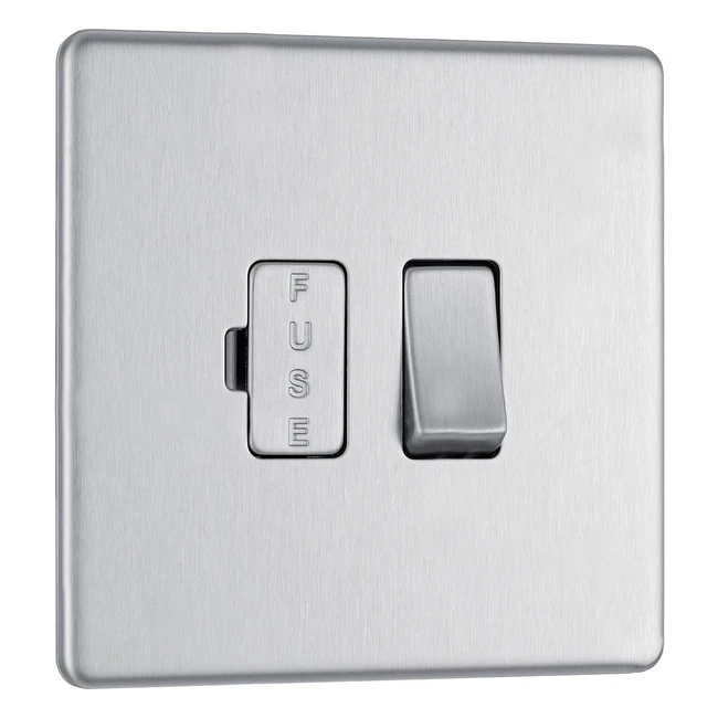 BG Electrical FBS5001 Screwless Flat Plate Switched Fused Connection Unit Brushed Steel 13 Amp