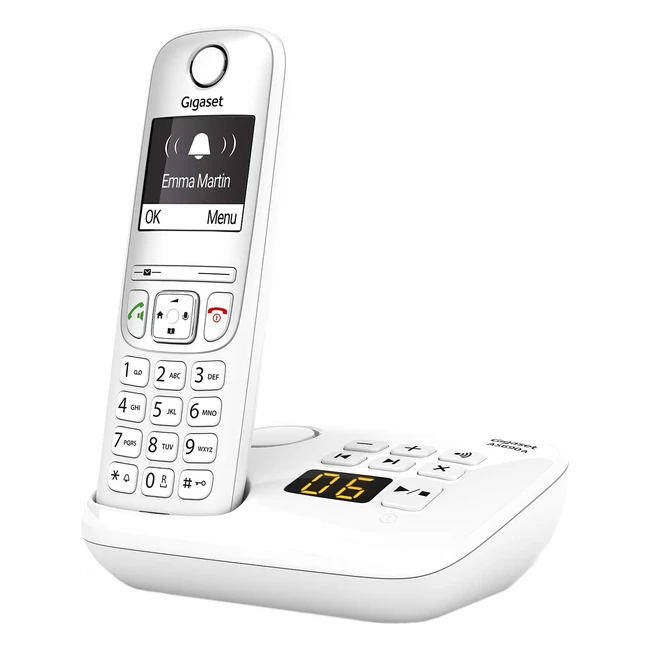 Gigaset AS690A Schnurlostelefon mit Anrufbeantworter DECT Telefon mit Freisprechfunktion Großes Display Große Tasten Weiß