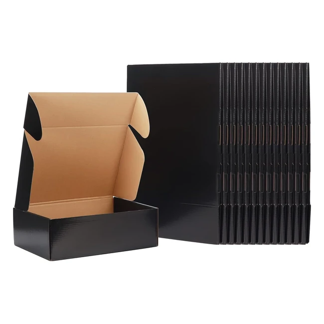 Exyglo 12x9x4 Inch Cardboard Postal Boxes 20 Pack - Black Gift Boxes - Medium Sh