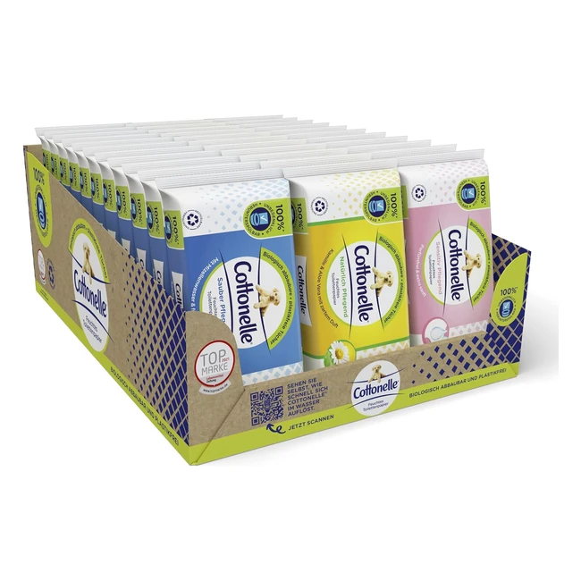 Cottonelle Feuchtes Toilettenpapier Mix Display Pack von 27 - 12 x Natrlich pf