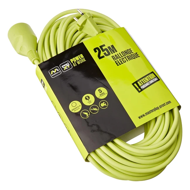 Rallonge lectrique Masterplug ProXT 25m IP44 16A 3000W - Cble vert 2G 15mm