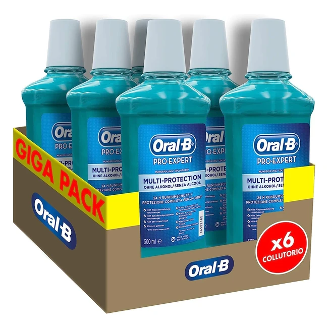 OralB ProExpert Collutorio Multiprotection - Protezione 24 Ore - Menta Fresca - 6 Confezioni da 500ml
