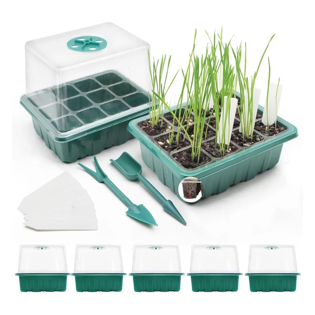 mqforu seed trays5 pack 60 cells propagator growing thicken seedling starter