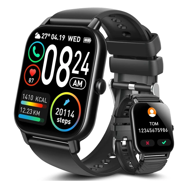 Dusonlap Smart Watch for Men 185 Touch Screen Fitness Tracker Heart Rate Sleep Monitor IP68 Waterproof Smartwatch