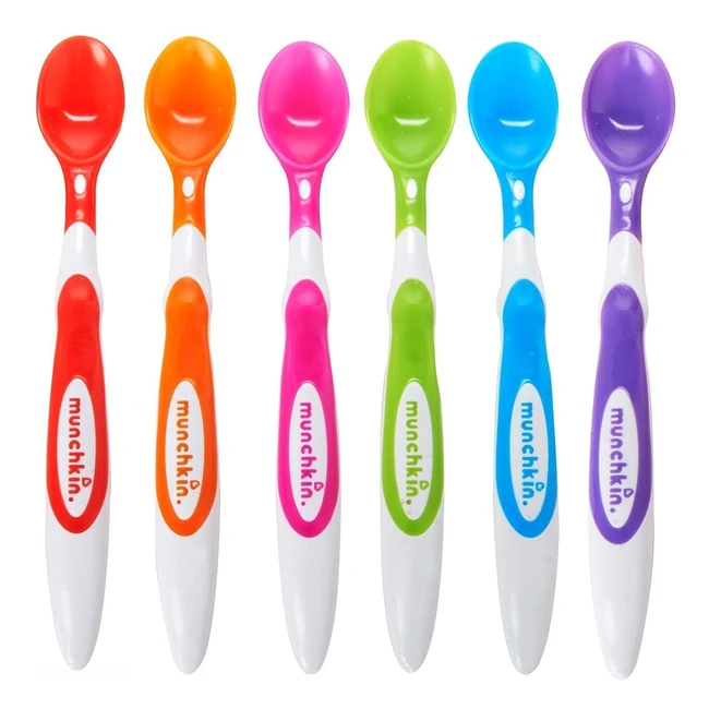 Munchkin Soft Feeding Spoons Multicoloured Pack of 6 - Clever Design  Long Hand