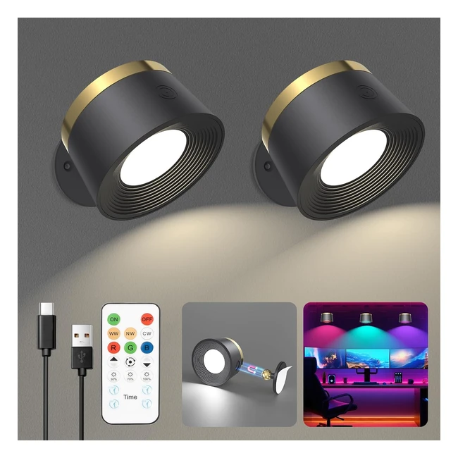 Speclux Battery Wall Lights Indoor Lamp 3 Color Temperatures 13 RGB Dimmable Magnetic 360 Rotation