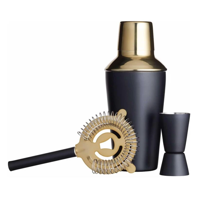 Kit de fabrication de cocktails en acier inoxydable de luxe Barcraft avec finition en laiton 3 pièces