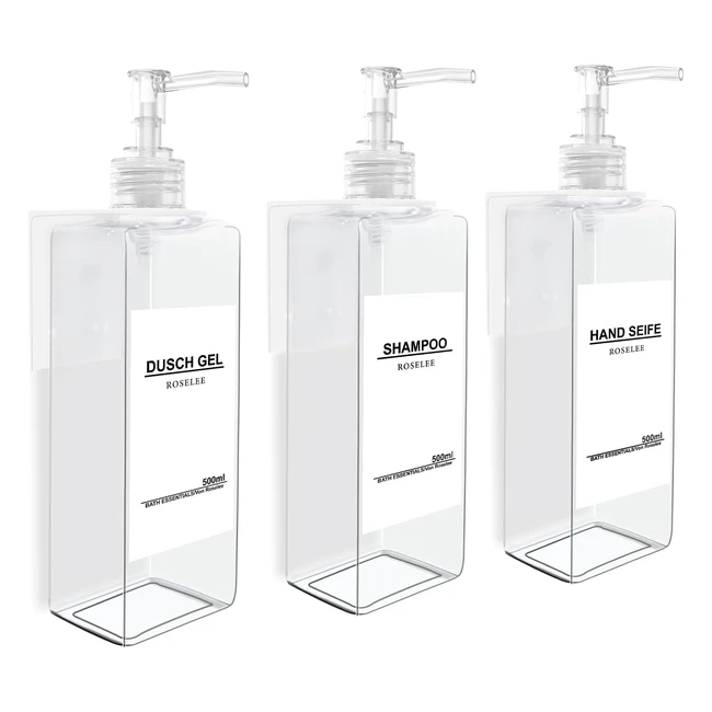 Roselee Lot de 3 Distributeurs de Savon Mural 500ml Sans Perage - Design l