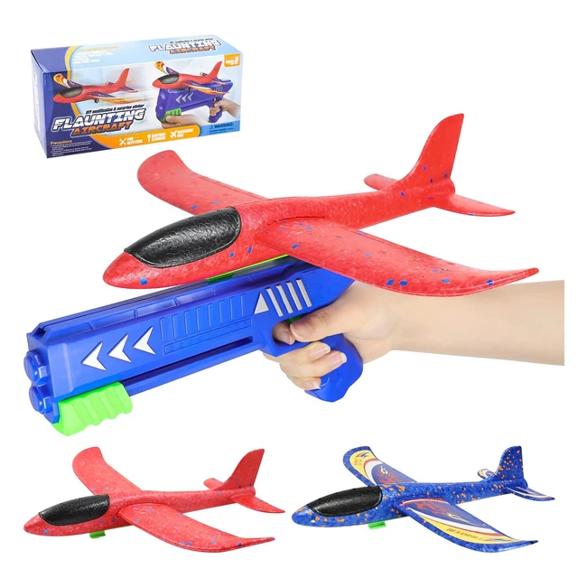 Agaky Aviones Planeadores Avin Lanzador con 2 Pcs Planos de Espuma Modelo de Avin Deportes al Aire Libre