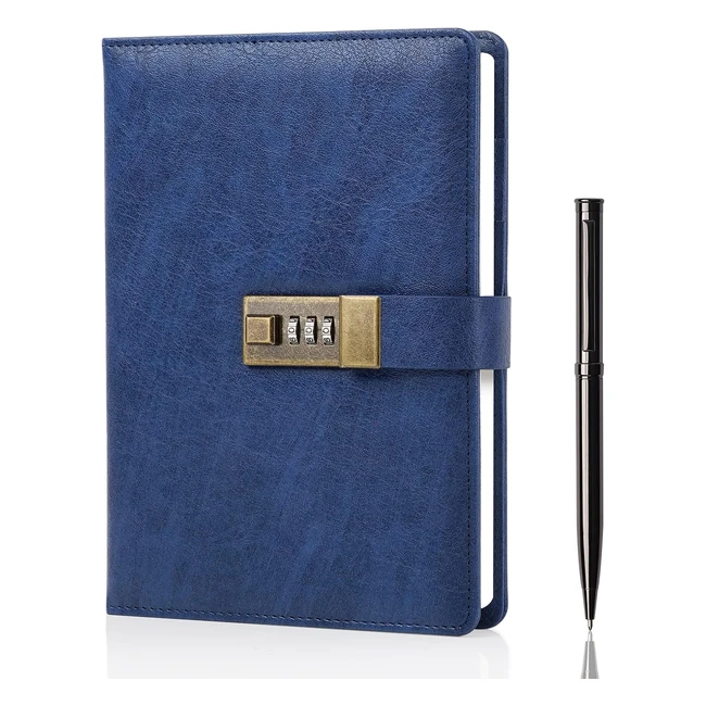 Wemate Journal intime A5 en cuir PU avec serrure 240 pages - Vintage Diary