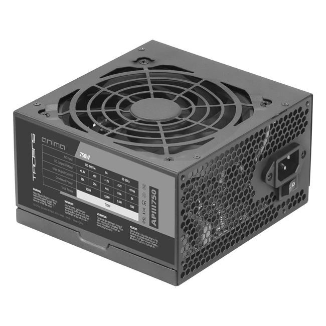 Fuente de Alimentación PC ATX 750W Tacens Anima APIII750 SMD 85 Bronze Ventilador Ultrasilencioso 12cm Negro