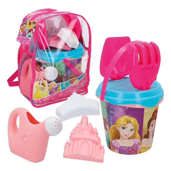 Disney Colorbaby 48211 Princesas Set Cubo de Playa Infantil con Mochila Pala Rastrillo Regadera y Accesorios