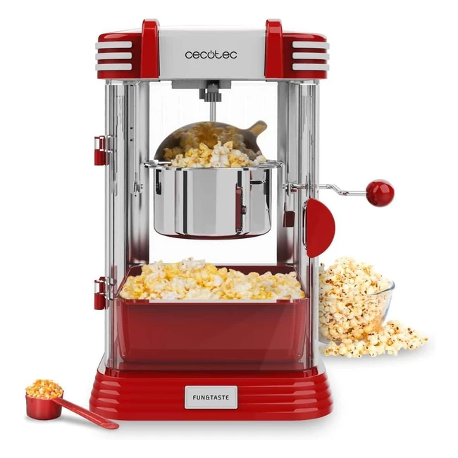 Cecotec Machine Popcorn Electrique Funtaste PCorn Classic 300W Design Rtro - Pot Acier Inoxydable 500ml - Lumire Intrieure