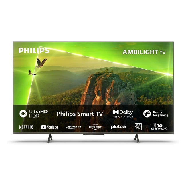 Philips 4K LED Smart Ambilight TV PUS8118 55 Pulgadas UHD 4K TV 60 Hz P5 Picture Engine HDR10 Smart TV Dolby Atmos Altavoces de 20W Soporte Prime Netflix YouTube Google Assistant Alexa