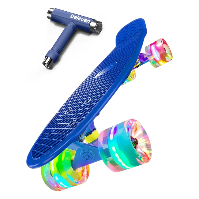 Deleven Skateboard 56cm LED Ruote Tool Skate Cuscinetti ABEC 7
