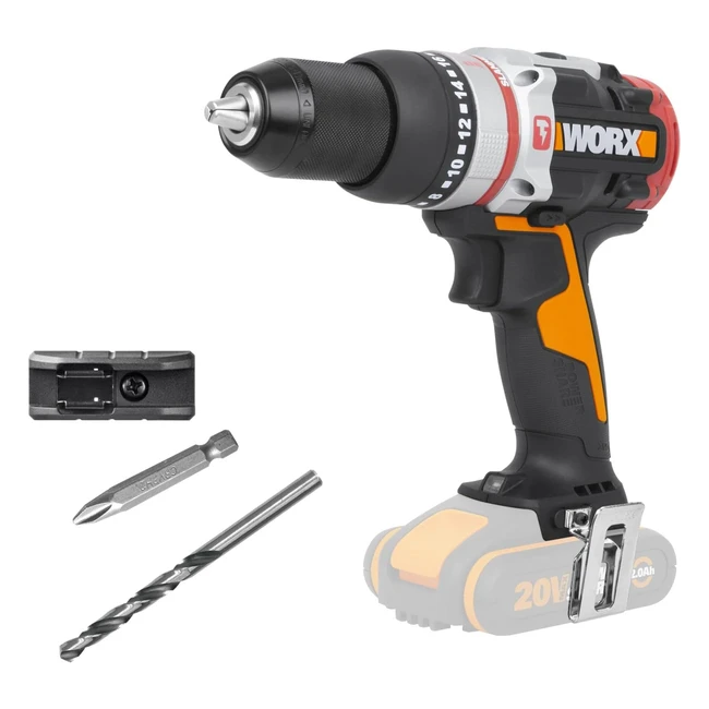 Taladro Slammer Worx 20V Brushless WX3549 - Sin Batería - Motor Sin Escobillas - Portabrocas 13mm - Velocidad Variable - Par 1811