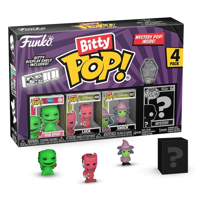 Funko Bitty Pop The Nightmare Before Christmas Oogie Boogie 4pk - Oogie Boogie Lock Shock et Minifigurine Mystre - 22 cm Collectionnable