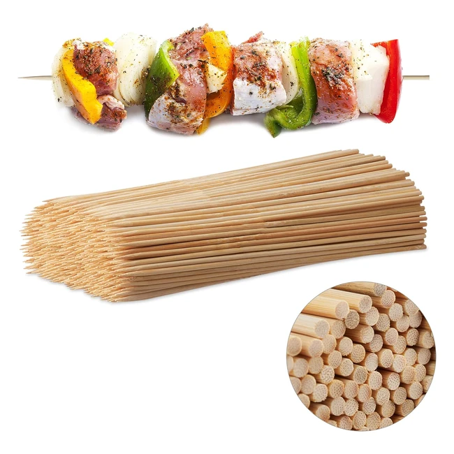 Juego de 500 Brochetas Barbacoa Bambú Marrón 30 cm x 4 mm - Pinchos de Calidad