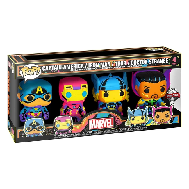 Funko Pop Marvel Blacklight Captain America 4pk - Figurine Vinyle Collection - C