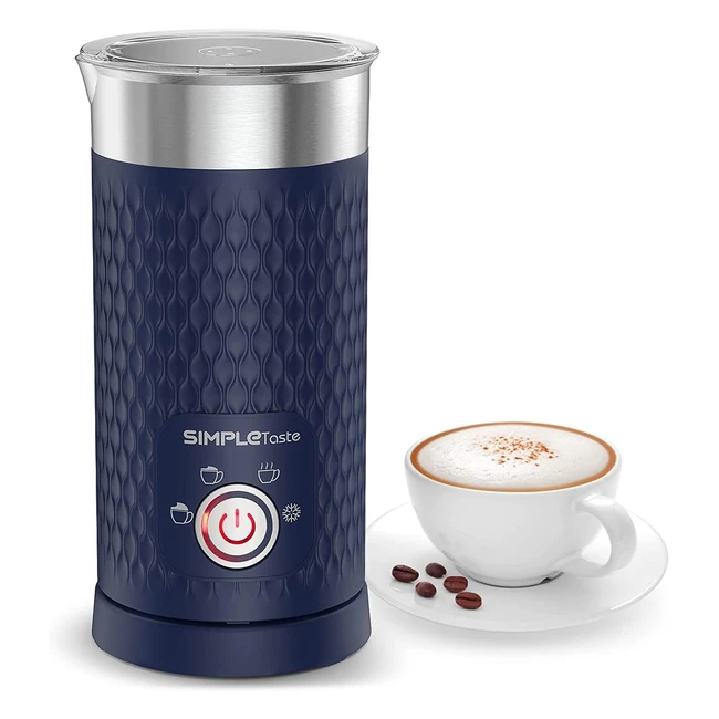simpletaste Milchaufschäumer 4in1 Elektrischer automatischer Milchaufschäumer für heißen und kalten Milchschaum Milchwärmer automatische Abschaltung Edelstahl blau