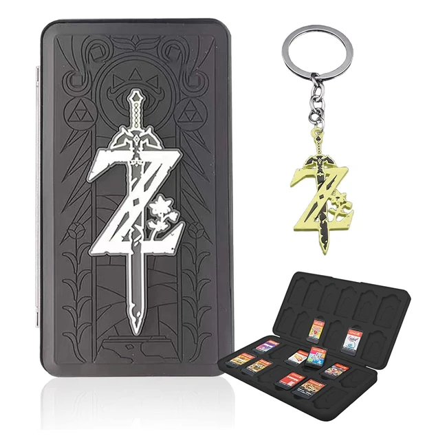 Estuche de Tarjetas de Juego Nintendo Switch - Funda de Juegos Switch - Estuche de Almacenamiento Portátil - Capacidad 24 Tarjetas NS 24 Tarjetas TF Zelda Black